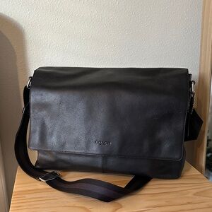 Coach Black Leather Messenger Bag